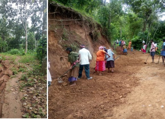 Flood hit people of Kerala repair their damaged road and build a drainage system!