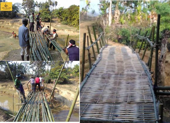 Community Ingenuity: Langtha Villagers Construct Bamboo Bridge in Record Time