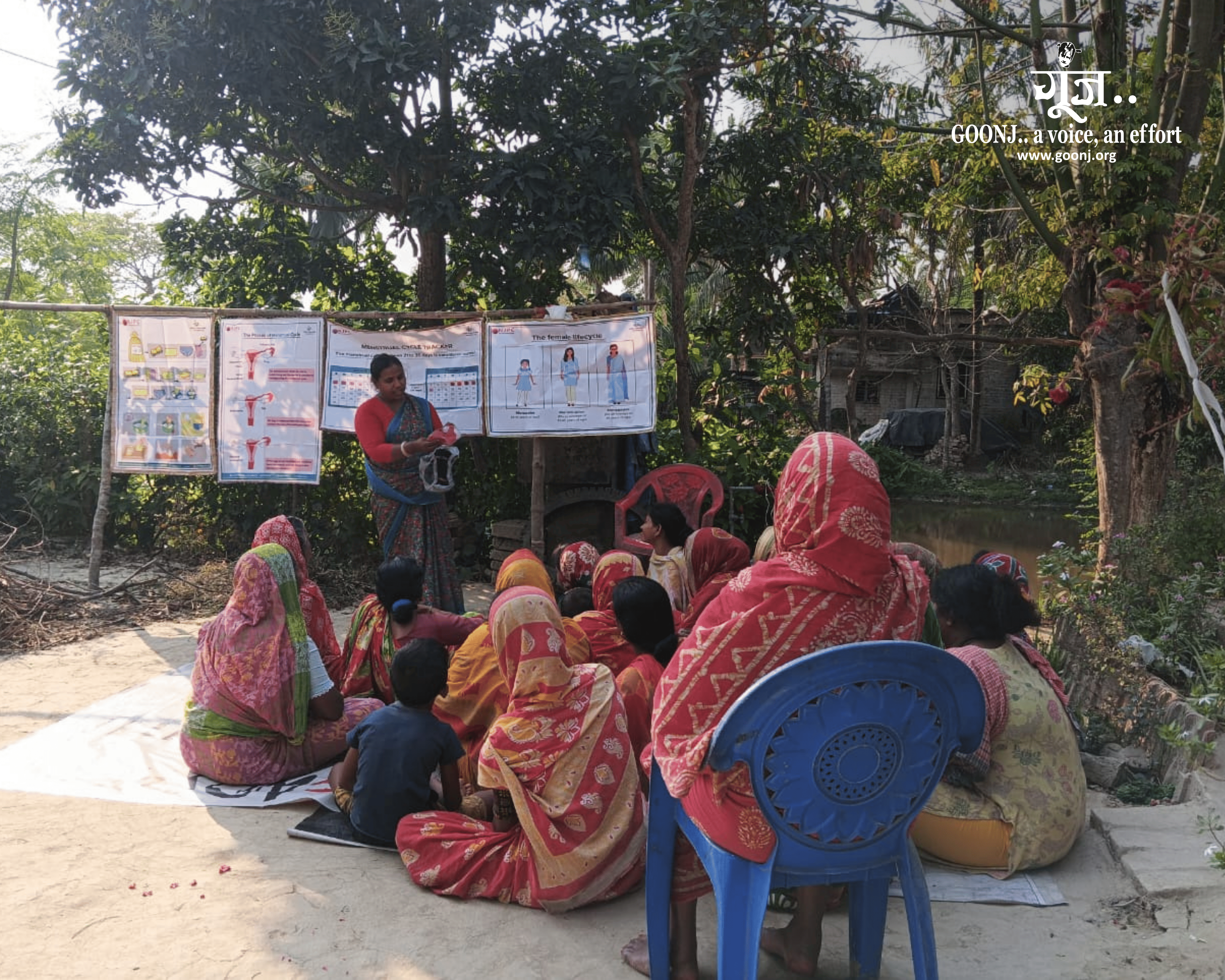 Women in Maheshpur speak openly about menstruation during a Chuppi Todo Baithak session.