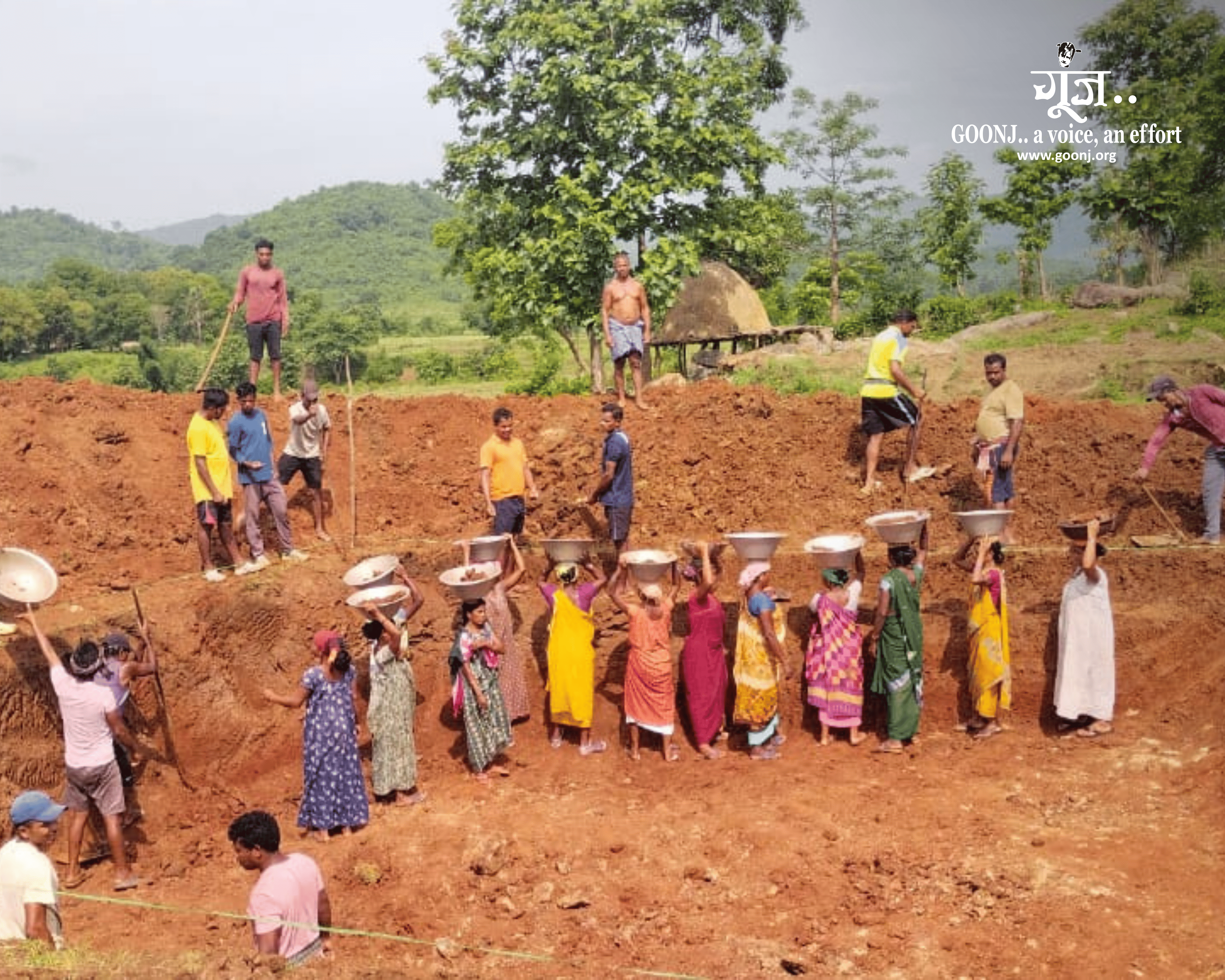 105 villagers in Galipadu came together to build new water storage ponds.